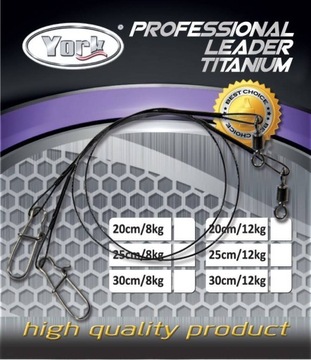 PRZYPON TYTANOWY YORK TITANIUM 8kg 25cm 2szt. !!!
