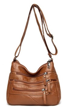 СУМКА ЖЕНСКАЯ НА МОЛНИИ, КОРИЧНЕВАЯ, ЭКО-КОЖА, МНОГООТДЕЛЕННАЯ