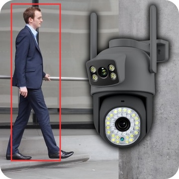 ДВОЙНАЯ WIFI IP УМНАЯ НАРУЖНАЯ ВРАЩАЮЩАЯСЯ КАМЕРА С ПРИЛОЖЕНИЕМ ZOOM PUSH 2x3 МП