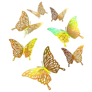 Naklejki na ścianę Motyle Motylki Złote 3D DIY