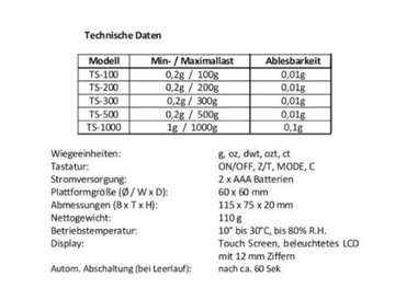 Карманные весы TS 200г/0,01г Германия