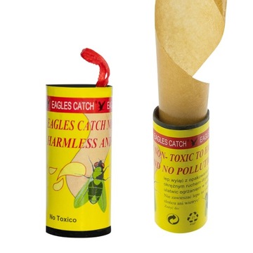 БУМАЖНАЯ МУШКА КЛЕЙНАЯ ЛОВУШКА ДЛЯ НАСЕКОМЫХ ПРОЧНАЯ 4x РУЛОН