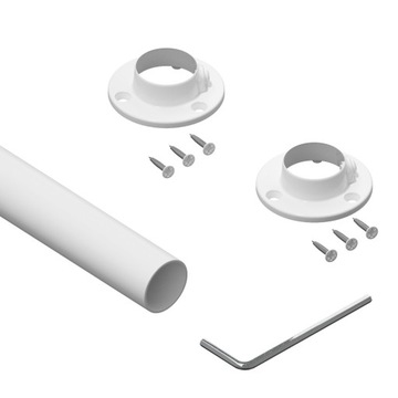 Biały drążek meblowy fi/25 mm 148 cm do szafy