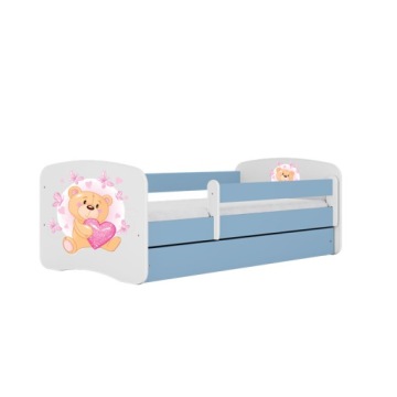 Ліжко babydreams синє ведмедик метелики з шухлядою матрац латексний 160/80
