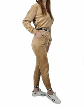 KOMPLET dres damski welurowy S/M LOVE camel