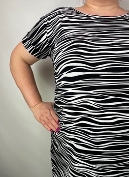 Sukienka dopasowana wiązana czarno-biała zebra MICHAEL KORS r. 2/3XL