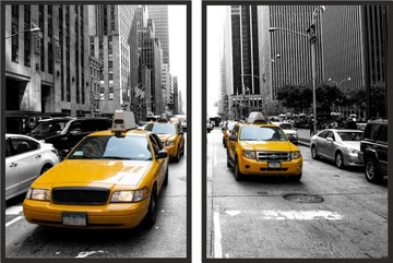obraz dyptyk plakat 50x70 taxi żółta ny nowy jork