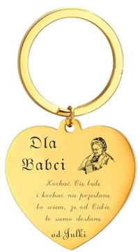 PREZENT DLA BABCI BRELOK DO KLUCZY SERCE GRAWER