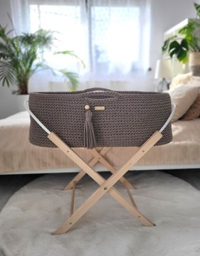 Kosz Mojżesza BOHO Handmade ze stojakiem mocca
