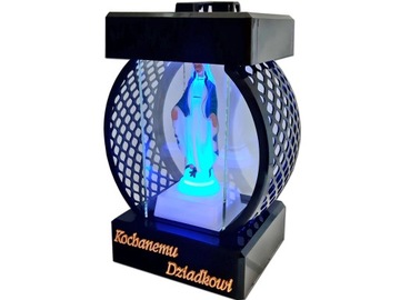 DZIADEK DZIADKOWI ZNICZ KOŁO RTN GŁADKI CZARN+FIGURKA LED