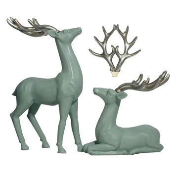 Kilka żywicznych posągów jelenia Deer Ozdoby Figurki Rzemiosło Jasnozielone