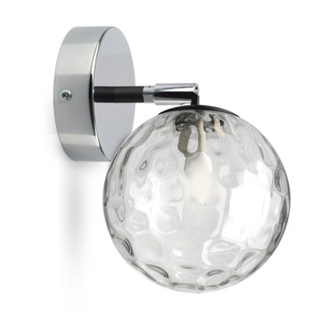 Lampa Ścienna Kinkiet Szklana Kula - K1 Texture Chrome LED G9