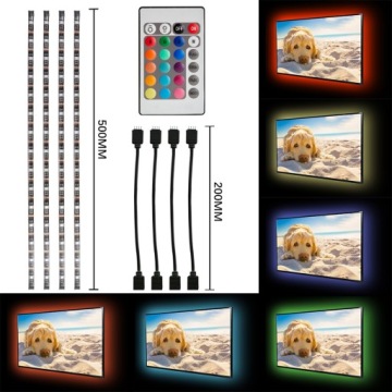 ПОДСВЕТКА ТЕЛЕВИЗОРА RGB СВЕТОДИОДНАЯ ЛЕНТА 4x75см ПУЛЬТ USB
