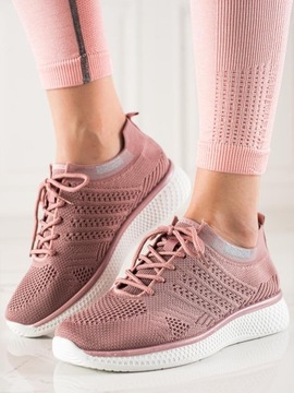 Sznurowane buty sportowe damskie różowe r.37