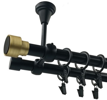 KARNISZ SUFITOWY CZARNY MAT Ø19+19mm STEMPEL 200cm