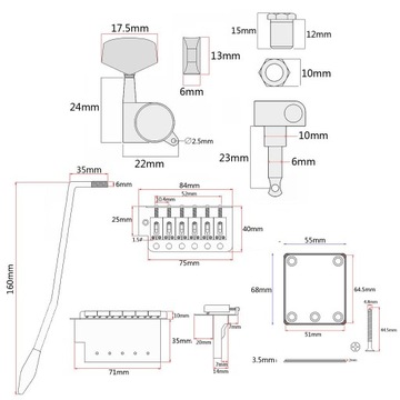 1 комплект предварительно смонтированной накладки SSS с задней панелью для электрогитары черного цвета