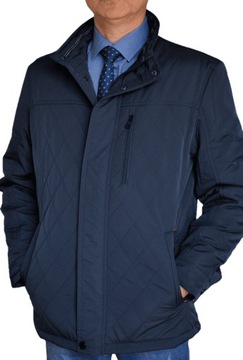 Kurtka Męska Jesienna Zimowa Wizytowa Pikowana Elegancka PREMIUM Granat 4XL