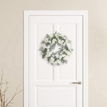 Цветочный Венок Висит Украшения Входной Двери Белый