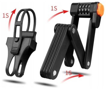 ВЕЛОСИПЕДНЫЙ ЗАМОК ДЛЯ ВЕЛОСИПЕДА, СКЛАДНОЙ КОМБИНИРОВАННЫЙ ЗАМОК, ЗАКАЛЕННАЯ СТАЛЬ