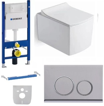 ZESTAW Stelaż WC GEBERIT UP100 + przycisk chrom + miska WC + deska W/O