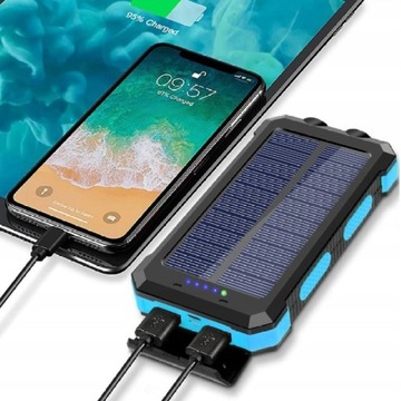ПОРТАТИВНАЯ СОЛНЕЧНАЯ ЭНЕРГИЯ 20000 мАч, 2 USB-ФОНАРИКА