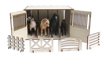 КОНЮШНЯ ИЗ ФАНЕРЫ ДЛЯ ФИГУР ЛОШАДЕЙ KQ61