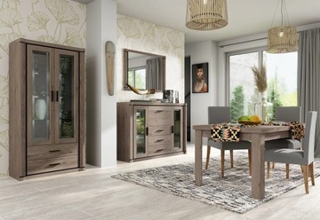 Широкая витрина для гостиной DALLAS D-17, дуб трюфельный