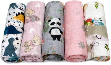 PIELUCHA pieluszka tetrowa 5-PAK ZESTAW 5 sztuk pieluszki z tetry BAWEŁNA