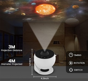 Звездный проектор, ночник, 12 планетарных дисков, USB-планетарий, 360 градусов