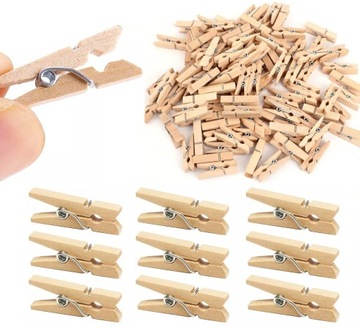 DREWNIANE MINI KLAMERKI SPINACZE żabki 100 sztuk