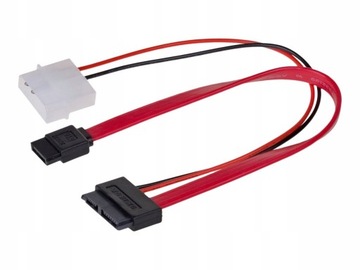 Kabel SATA DATA SLIMLINE + zasilający 20cm