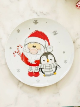 РОЖДЕСТВЕНСКАЯ ТАРЕЛКА ДЕСЕРТНАЯ ТАРЕЛКА САНТА-ПИНГВИН
