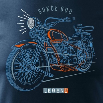 Koszulka motocyklowa na motor z motocyklem Sokół 600 Sokol na prezent