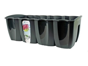 Балконный цветочный горшок для перил, антрацит, 58 см, большой цветочный горшок