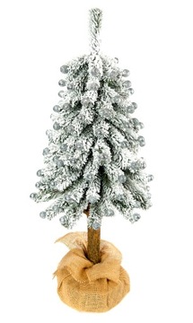 CHOINKA SZTUCZNA NA PNIU Z BOMBKAMI OŚNIEŻONA 50 cm