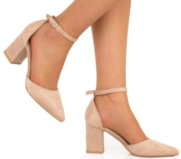 8119 БЕЖЕВЫЕ ЗАМШЕВЫЕ ТУФЛИ НА ВЫСОКОМ КАБЛУКЕ 40