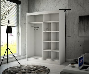 Шкаф-купе Шкаф 150см Белый Lacobel LED