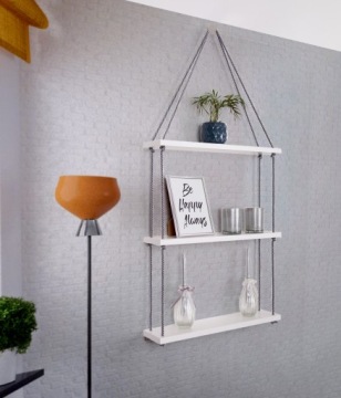 Подвесная настенная полка Белая настенная полка