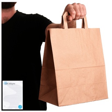 TORBA PAPIEROWA a3 SZARE torby papierowe DUŻE EKO 26x14x30 na zakupy 25 szt