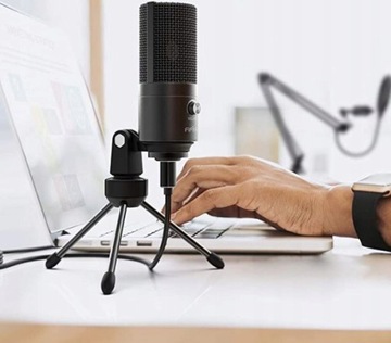 КОМПЬЮТЕРНЫЙ ИГРОВОЙ МИКРОФОН FIFINE T669 С ПОП-ФИЛЬТРОМ НА НАСТОЛЬНОМ РУЧКЕ