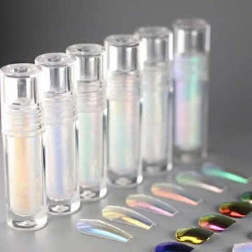 Зелено-синяя жидкая пудра для дизайна ногтей