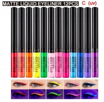 12 UV Fluorescencyjne kolorowe Eyelinery Zestaw C