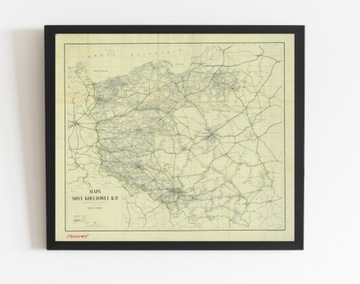 Stara MAPA Polski 1946 siec kolejowa 105x90