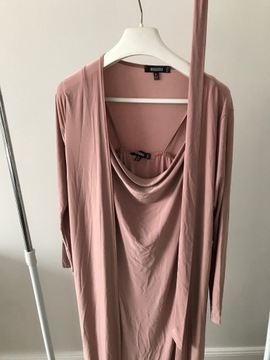 Missguided Sukienka midi nude i narzutka 34 XS