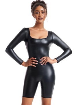 Women Leather Bodysuit Full Body Shaper Tummy Cont