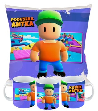 ZESTAW PODUSZKA KUBEK STUMBLE GUYS PREZENT DLA GRACZA + IMIĘ