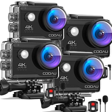 SPORTOWA KAMERA 20MP 4K UHD WIFI GO PRO MIKROFON AKCESORIA WODOODPORNA 4SZT