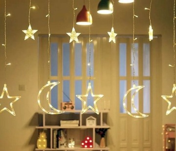 KURTYNA GIRLANDA ŚWIETLNA ŁAŃCUCH CHOINKOWY LED LAMPKI NA OKNO CHOINKĘ