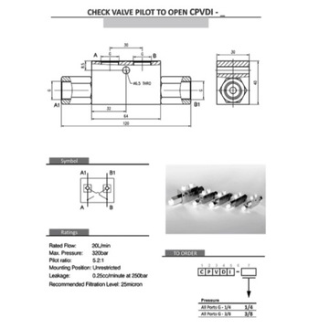 ДВОЙНОЙ ГИДРАВЛИЧЕСКИЙ ОБРАТНЫЙ КЛАПАН VRDE 3/8