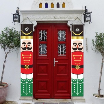 Баннер с рождественскими украшениями, вывеска на рождественском крыльце, подвесной баннер в стиле C